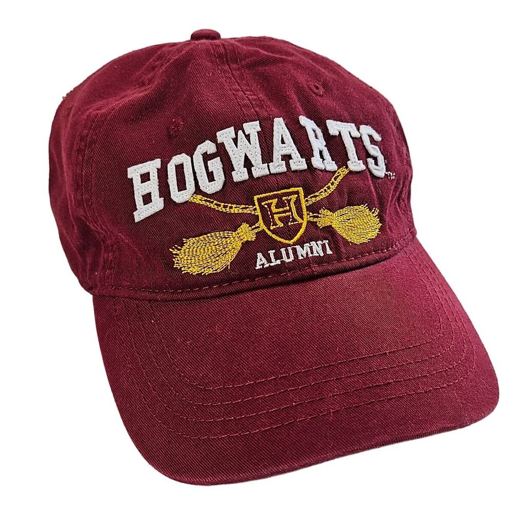 Harry Potter Hat Cap Adjustable Maroon Hogwarts‎ Alumni Embroidered Logo Adults